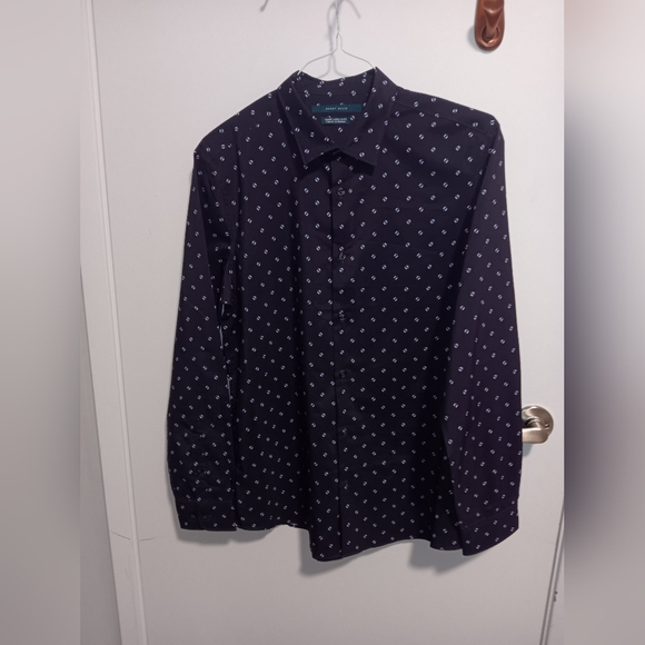 Perry Ellis Mens Navy Blue button up dress shirt long sleeve size Large - Picture 2 of 8